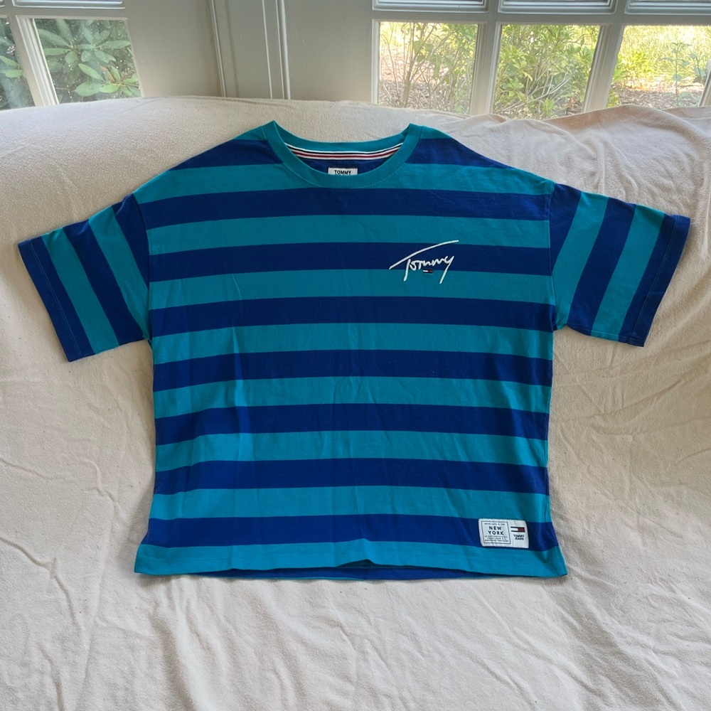 Tommy Hilfiger Blue Striped Tee SZ XL